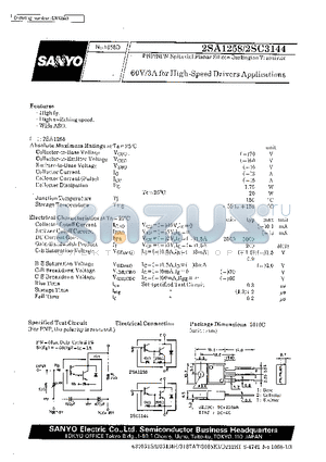 2SA1258 datasheet - 60V/3A for High-Speed Drivers Applications