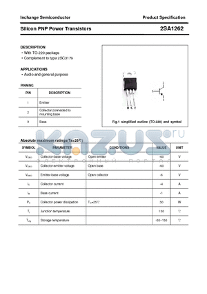 2SA1262 datasheet - Silicon PNP Power Transistors