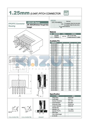 12511HS-20SR-K datasheet - 1.25mm PITCH CONNECTOR