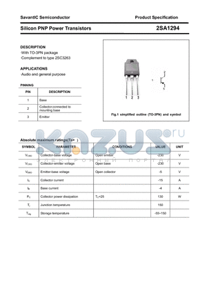 2SA1294 datasheet - Silicon PNP Power Transistors