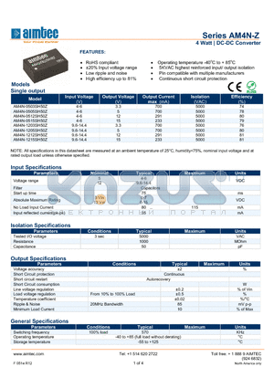 AM4N-Z_13 datasheet - 4 Watt | DC-DC Converter