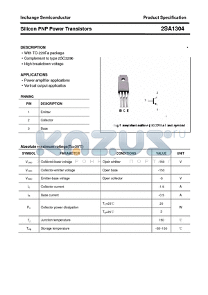 2SA1304 datasheet - Silicon PNP Power Transistors