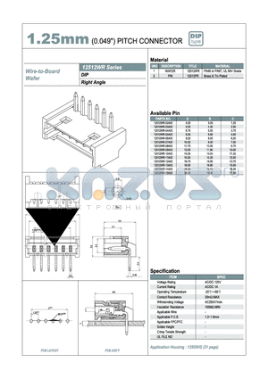 12512WR-12A00 datasheet - 1.25mm PITCH CONNECTOR