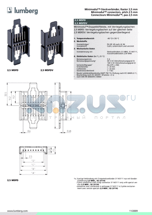 2.5MSFDV datasheet - Minimodul-Steckverbinder, Raster 2,5 mm