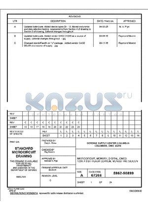 5962-9089907QUA datasheet - MICROCIRCUIT, MEMORY, DIGITAA, CMOS, 128K X 8 BIT FLASH EEPROM, MONOLITHIC SILICON