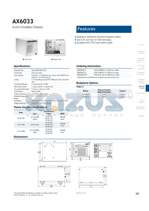 AX6033 datasheet - Desktop or wallmount industrial computer chassis