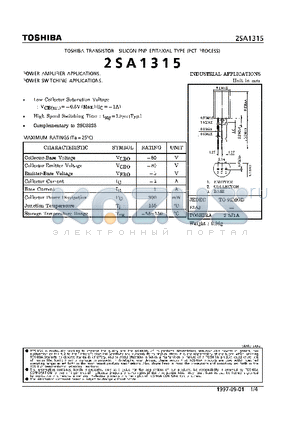 2SA1315 datasheet - TRANSISTOR (POWER AMPLIFIER, SWITCHING APPLICATIONS)