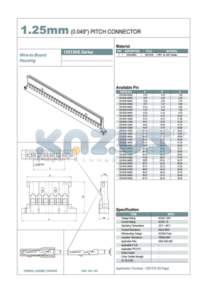 12513HS datasheet - 1.25mm PITCH CONNECTOR