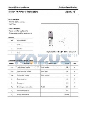 2SA1332 datasheet - Silicon PNP Power Transistors