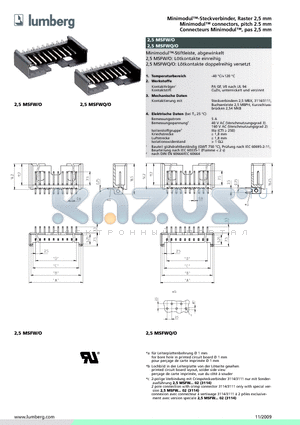 2.5MSFW/O20 datasheet - Minimodul-Steckverbinder, Raster 2,5 mm