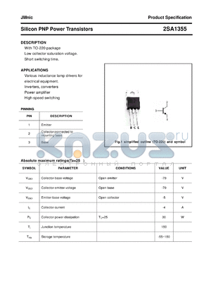 2SA1355 datasheet - Silicon PNP Power Transistors