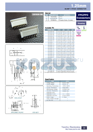 12516HS-08 datasheet - 1.25mm PITCH CONNECTOR