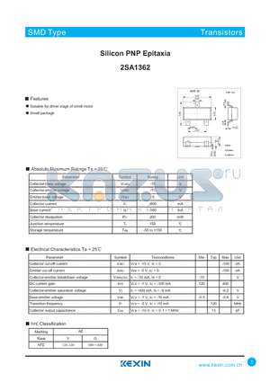 2SA1362 datasheet - Silicon PNP Epitaxia