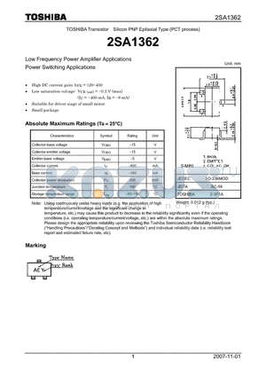 2SA1362_07 datasheet - Low Frequency Power Amplifier Applications Power Switching Applications