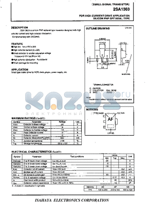 2SA1363 datasheet - FOR HIGH CURRENT DRIVE APPLICATION SILICON PNP EPITAXIAL TYPE