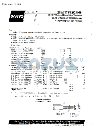 2SA1371 datasheet - High-Definition CRT Display, Video Output Applications