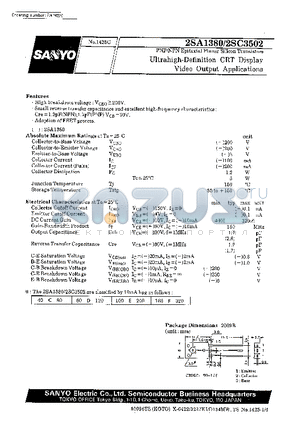 2SA1380 datasheet - Ultrahigh-Definition CRT Display, Video Output Applications