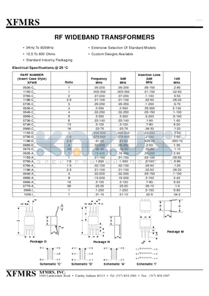 0756-D datasheet - RF WIDEBAND TRANSFORMERS