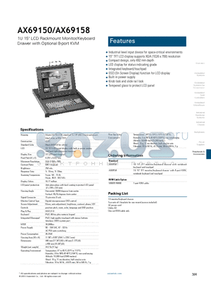AX69150 datasheet - Integrated keyboard/touchpad