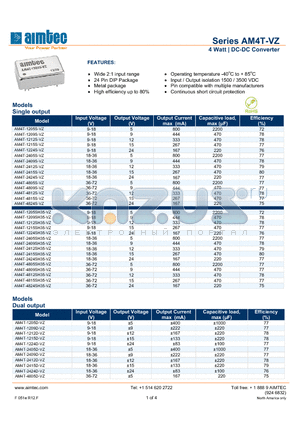 AM4T-VZ_13 datasheet - 4 Watt | DC-DC Converter