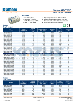 AM4TW-2403DH35Z datasheet - 4 Watt | DC-DC Converter