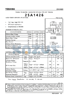 2SA1426 datasheet - TRANSISTOR (AUDIO POWER AMPLIFIER APPLICATIONS)