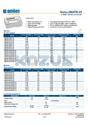 AM4TW-2403S-VZ datasheet - 4 Watt | DC-DC Converter
