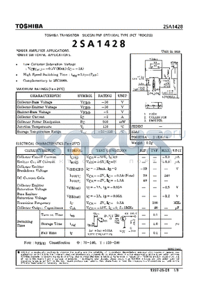 2SA1428 datasheet - TRANSISTOR (POWER AMPLIFIER, SWITCHING APPLICATIONS)