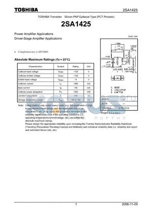 2SA1425_07 datasheet - Power Amplifier Applications Driver-Stage Amplifier Applications
