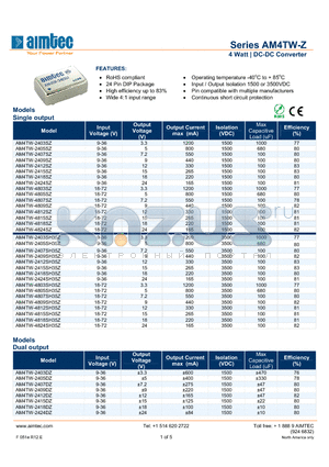 AM4TW-2403SZ datasheet - 4 Watt | DC-DC Converter