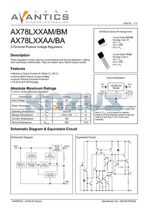 AX78LXX datasheet - 3-Terminal Positive Voltage Regulators