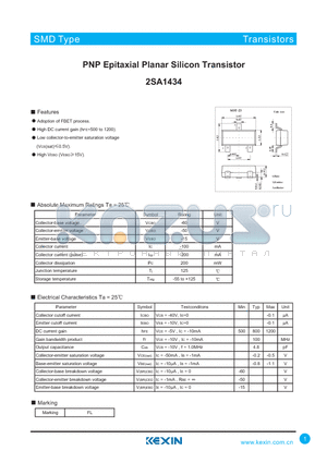 2SA1434 datasheet - PNP Epitaxial Planar Silicon Transistor