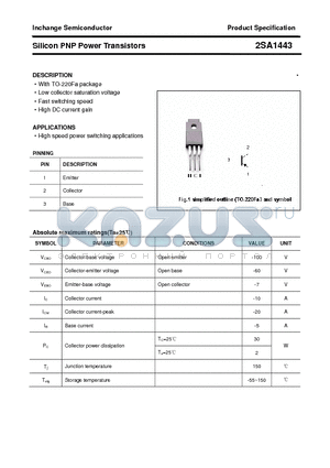 2SA1443 datasheet - Silicon PNP Power Transistors