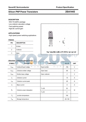 2SA1443 datasheet - Silicon PNP Power Transistors