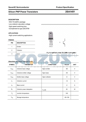 2SA1451 datasheet - Silicon PNP Power Transistors