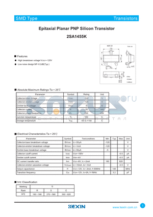 2SA1455K datasheet - Epitaxial Planar PNP Silicon Transistor