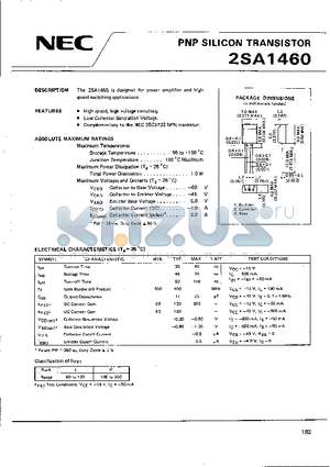 2SA1460 datasheet - PNP SILICON TRANSISTOR