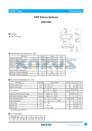 2SA1464 datasheet - PNP Silicon Epitaxia