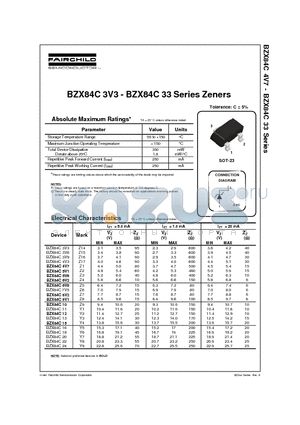 BZX84C4V7 datasheet - Series Zeners