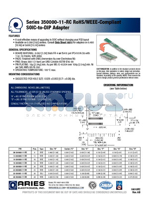20-350001-11-RC datasheet - RoHS/WEEE-Compliant SOIC-to-DIP Adapter