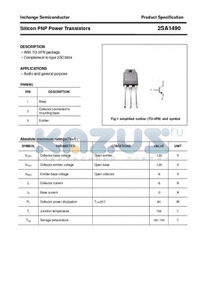 2SA1490 datasheet - Silicon PNP Power Transistors