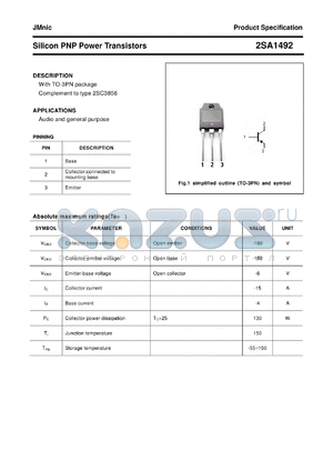 2SA1492 datasheet - Silicon PNP Power Transistors