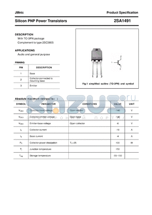 2SA1491 datasheet - Silicon PNP Power Transistors