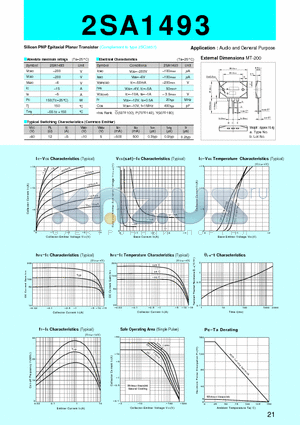 2SA1493 datasheet - Silicon PNP Epitaxial Planar Transistor(Audio and General Purpose)