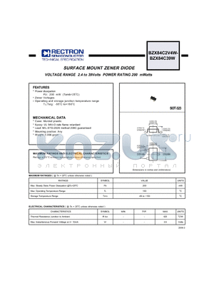 BZX84C4V7W datasheet - SURFACE MOUNT ZENER DIODE VOLTAGE RANGE 2.4 to 39Volts POWER RATING 200 mWatts