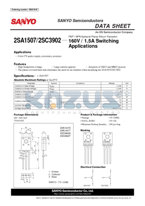 2SA1507 datasheet - 160V / 1.5A Switching Applications