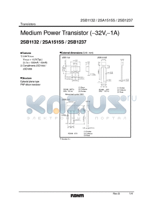 2SA1515S datasheet - Medium Power Transistor (−32V,−1A)