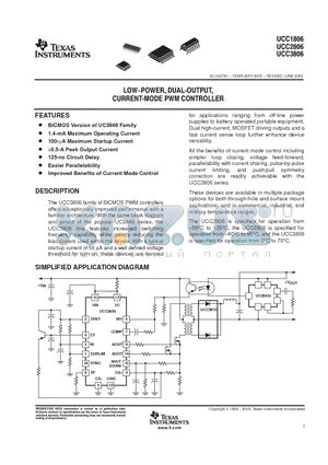 5962-9457501VEA datasheet - LOW-POWER, DUAL-OUTPUT, CURRENT-MODE PWM CONTROLLER