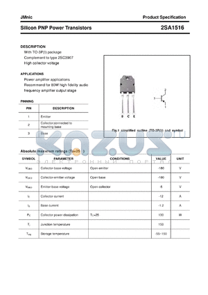2SA1516 datasheet - Silicon PNP Power Transistors