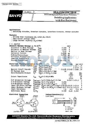 2SA1524 datasheet - Switching Applications(with Bias Resistance)